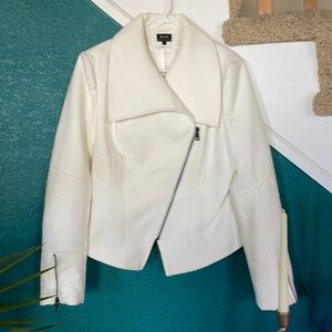 Bardot asymmetrical zipper wool fitted coat